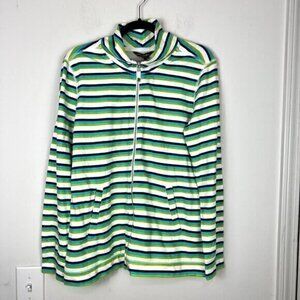Tommy Bahama Women's Full Zip Striped Cotton Jacket Size Medium Green Blue